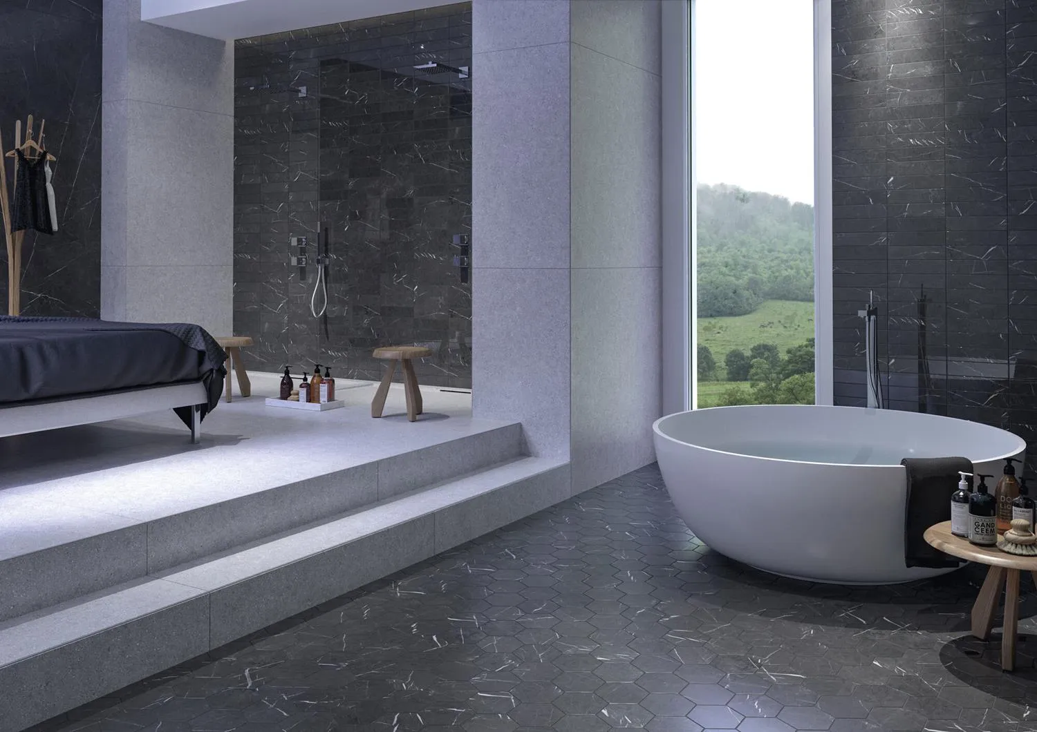 Hexagon Marquina Mat 15x17, foto 3 van 3