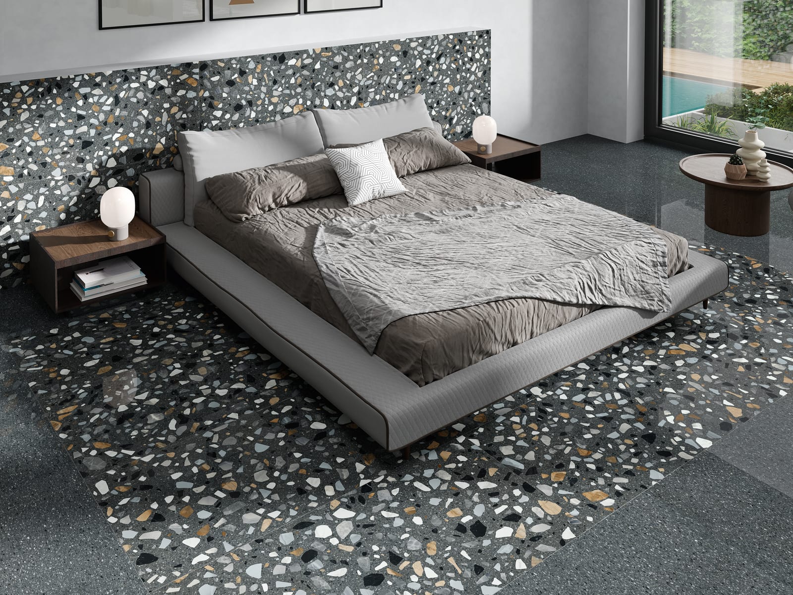 Crisp XL Grafite terrazzo 60x60 rett, foto 2 van 3