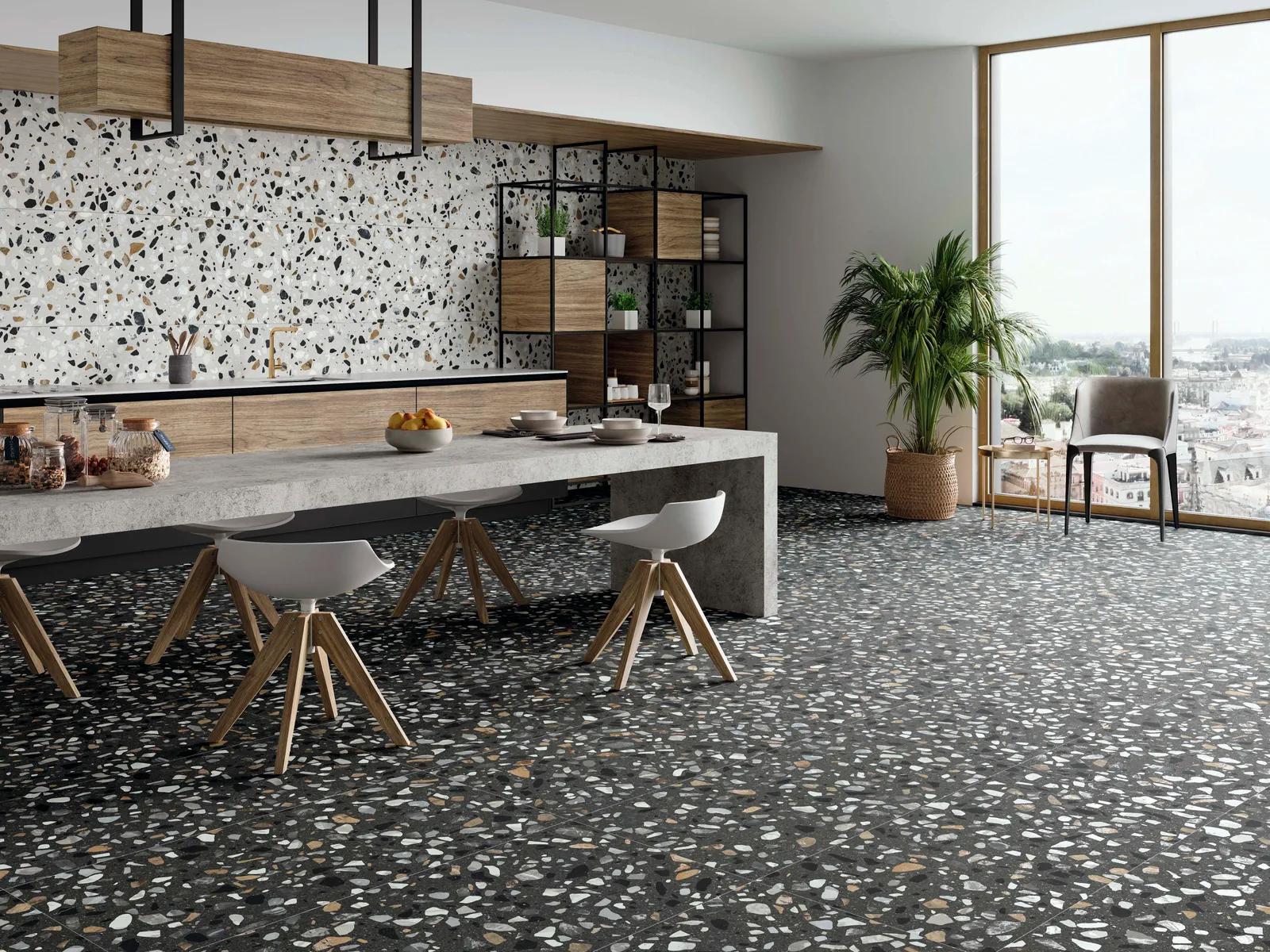 Crisp XL White terrazzo 60x60 rett, foto 2 van 2