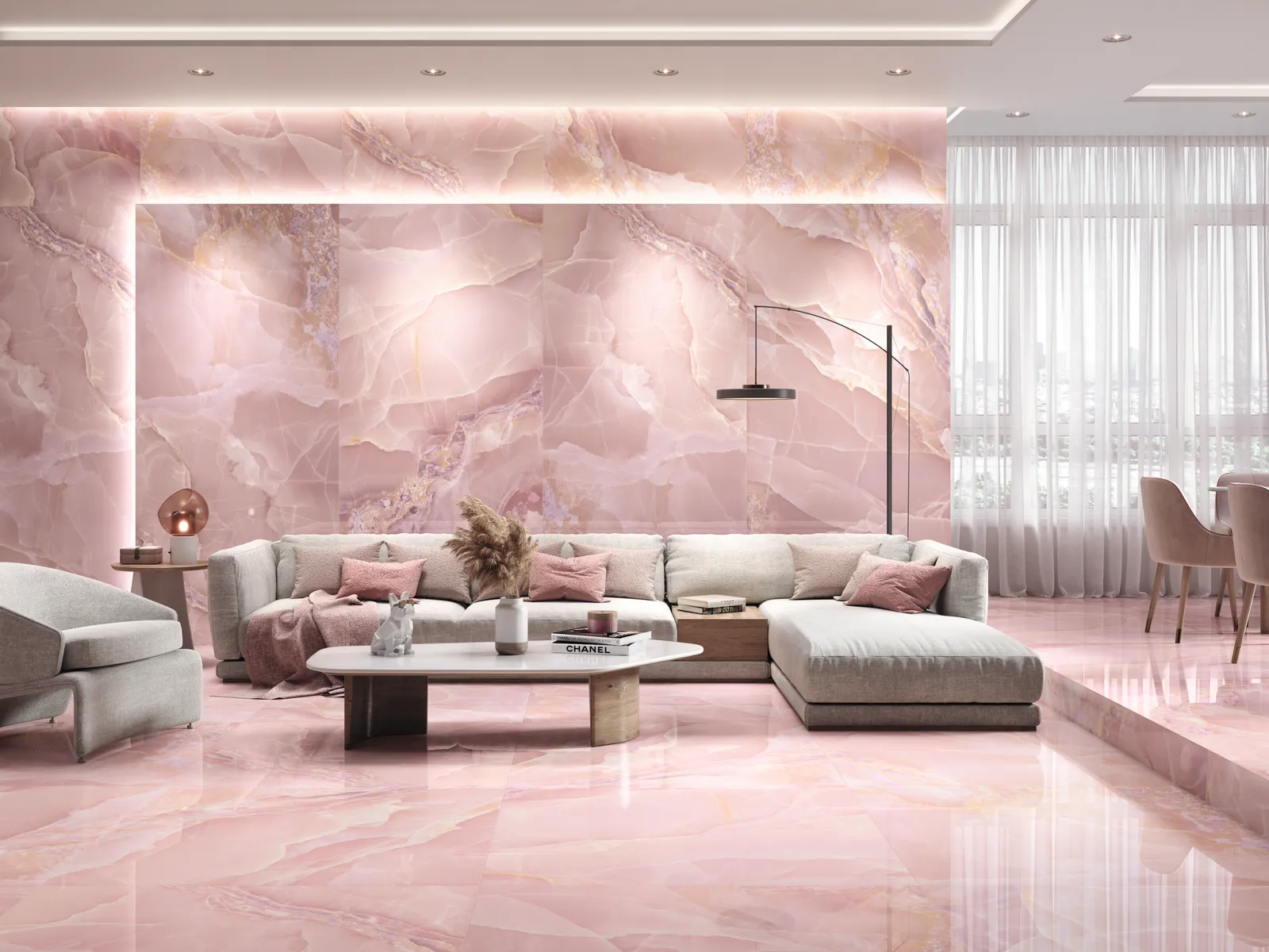 Onyx Rose polished 120x260 rett, foto 3 van 3