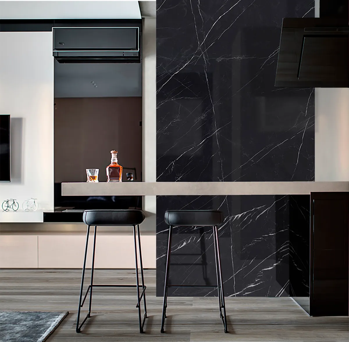 Marquina Black gepolijst 120x280 rett, foto 2 van 2
