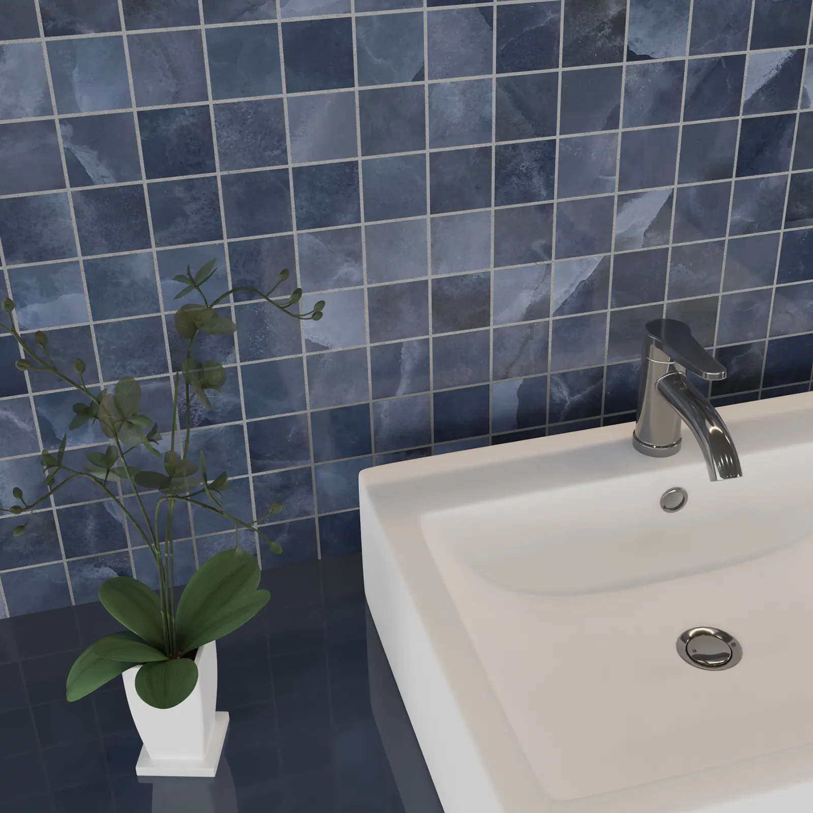 Onyx ek Blue mozaiek pulido 5x5 op net van 30x30, foto 2 van 2