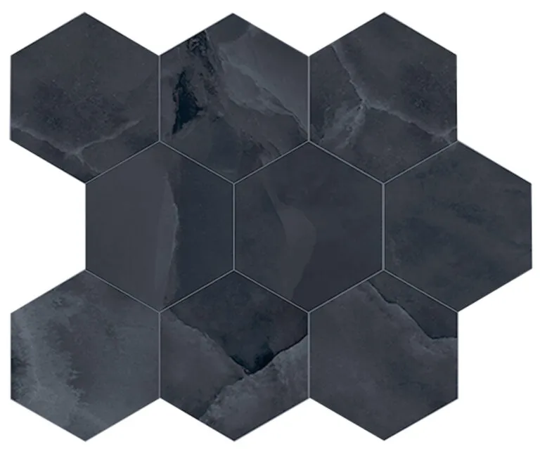 Onyx ek Black mozaiek pulido hexagon op net van 26x30