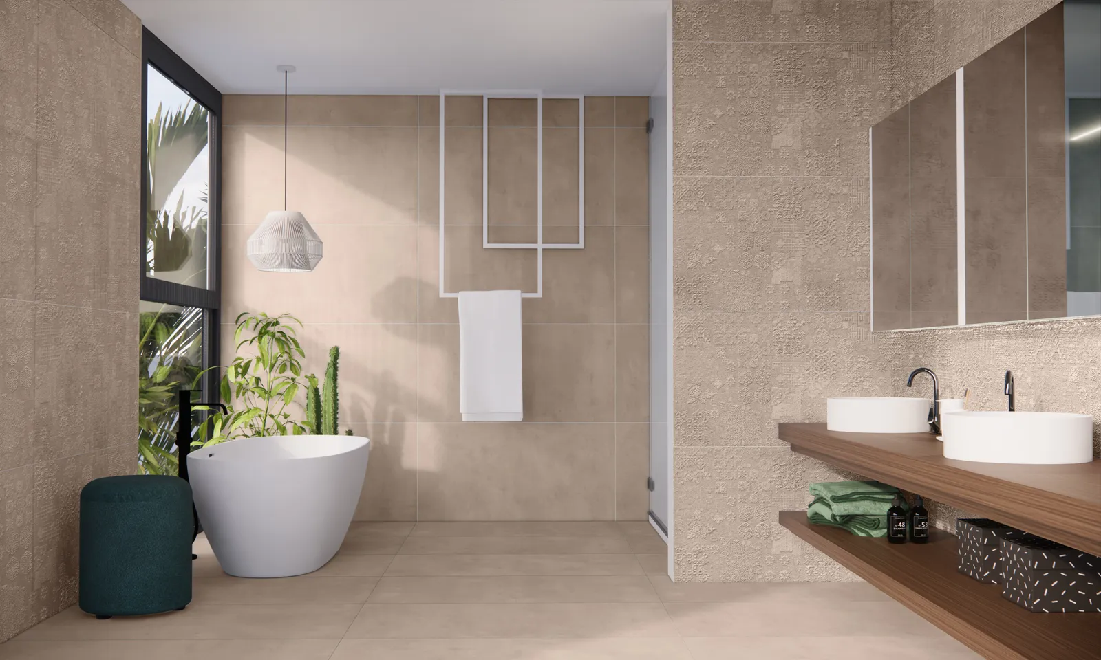 Beton Cire Bercy Terra decor wandtegel 60x120 rett, foto 2 van 2