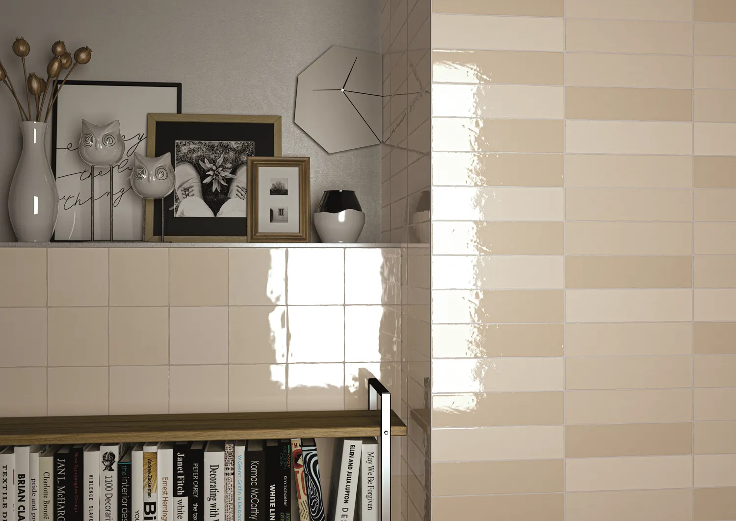 Moos Ivory glans handvorm 13x13, foto 3 van 3