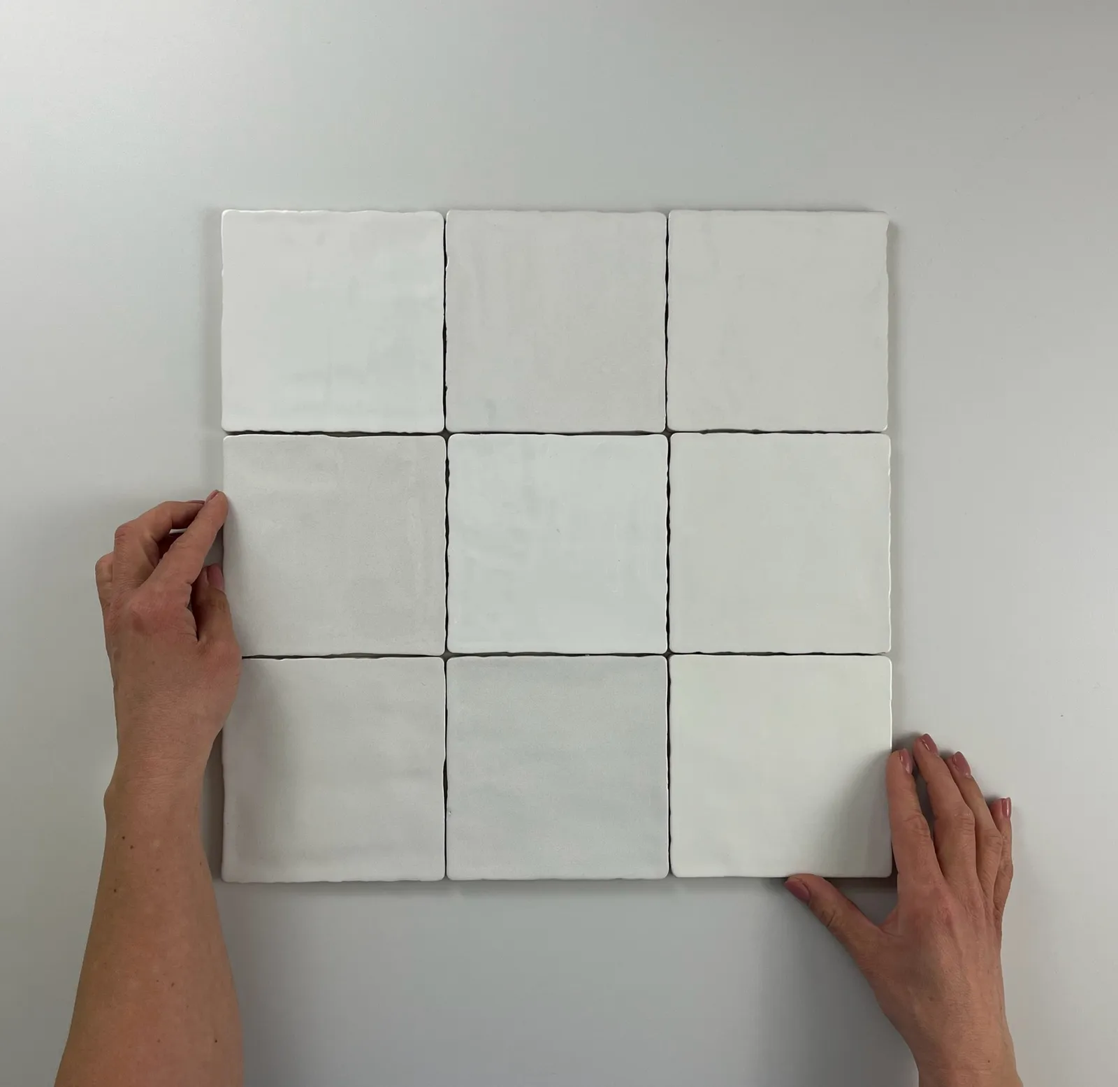 Sample Moos White glans handvorm 13x13 (sample tegel)