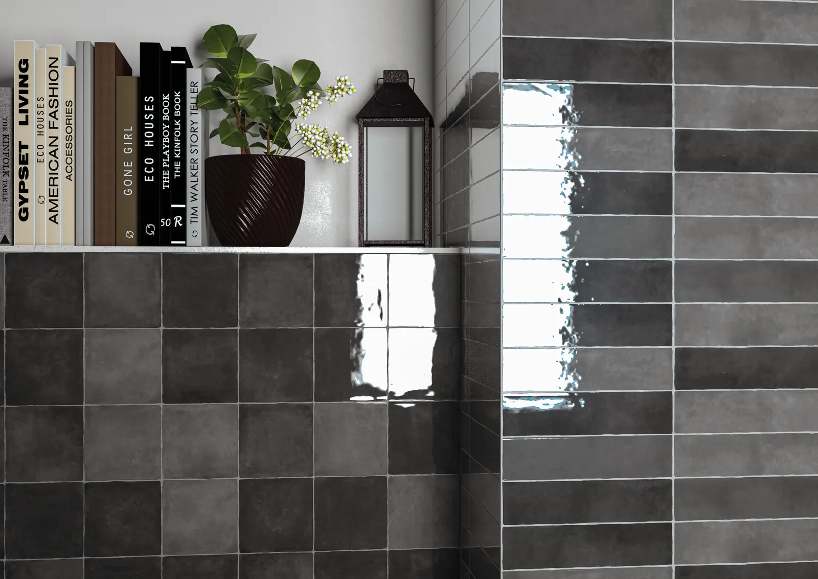 Moos Anthracite handvorm 6,5x26 glans, foto 2 van 2