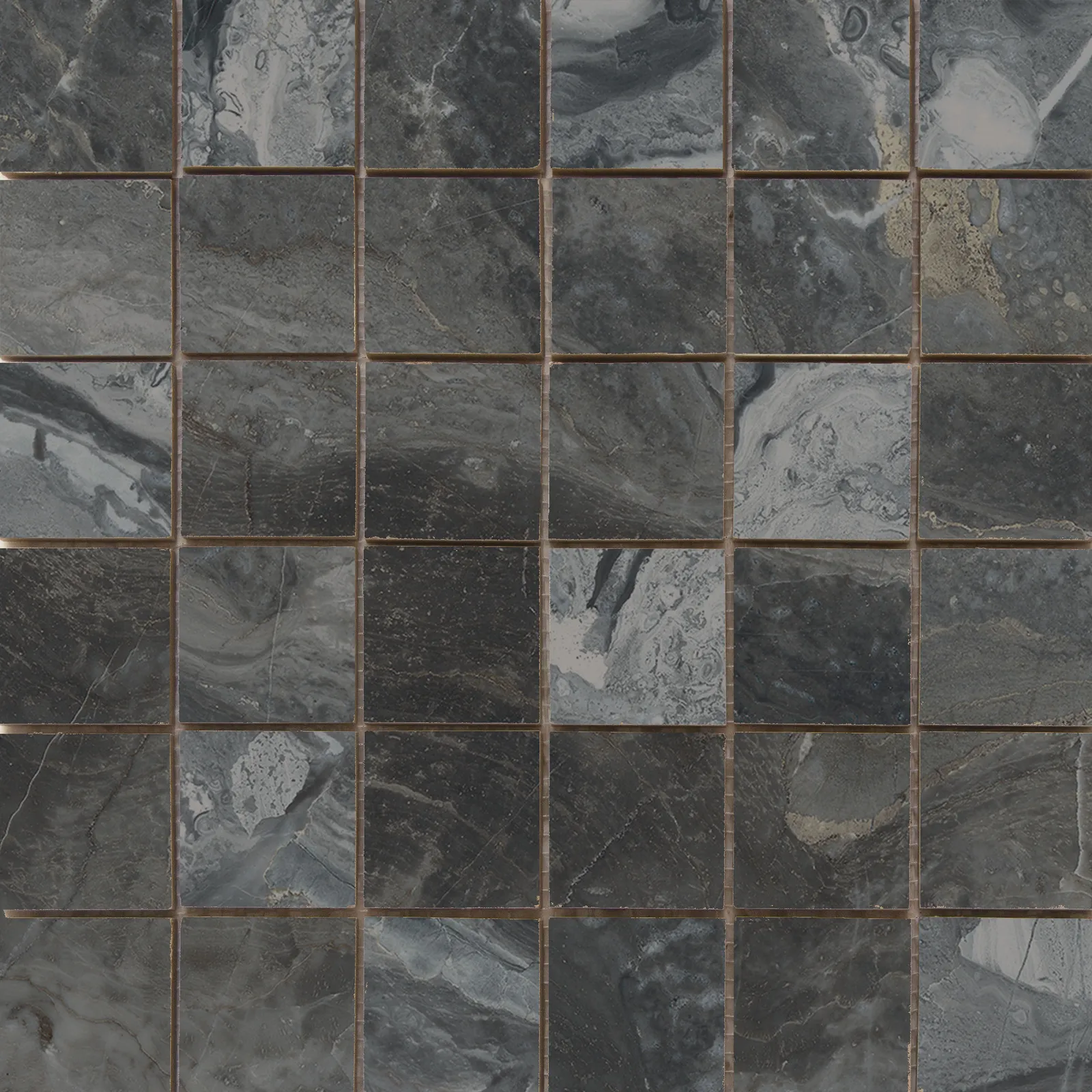 Luxury mozaiek Dark gepolijst 5x5 op net van 30x30