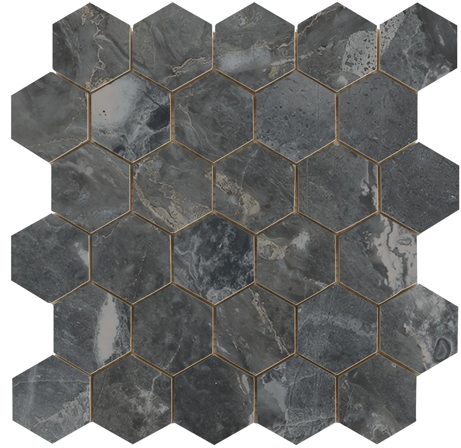 Luxury hexagon mozaiek Dark gepolijst 26,3x27,4