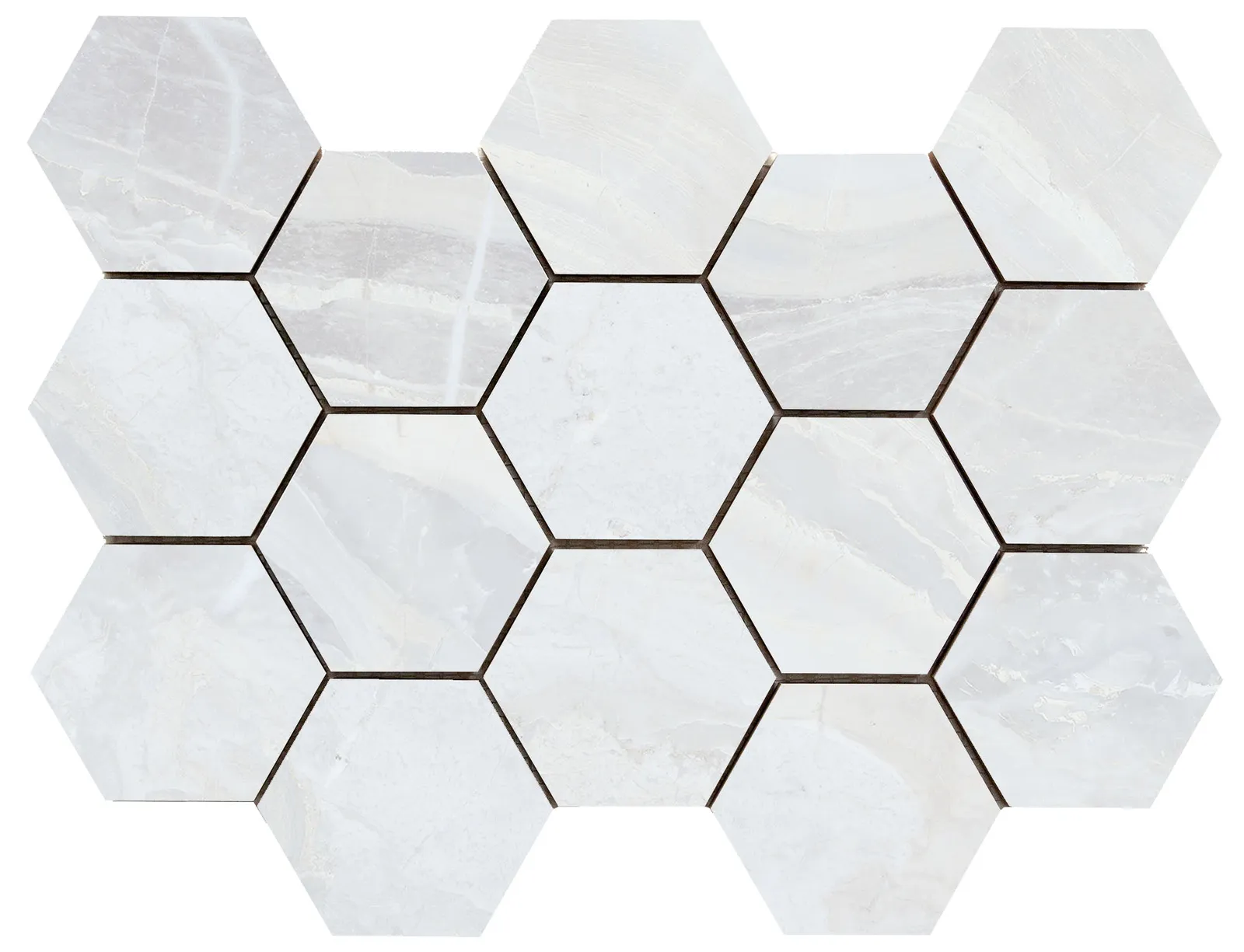 Luxury hexagon mozaiek Ample White gepolijst 32,5x22,5
