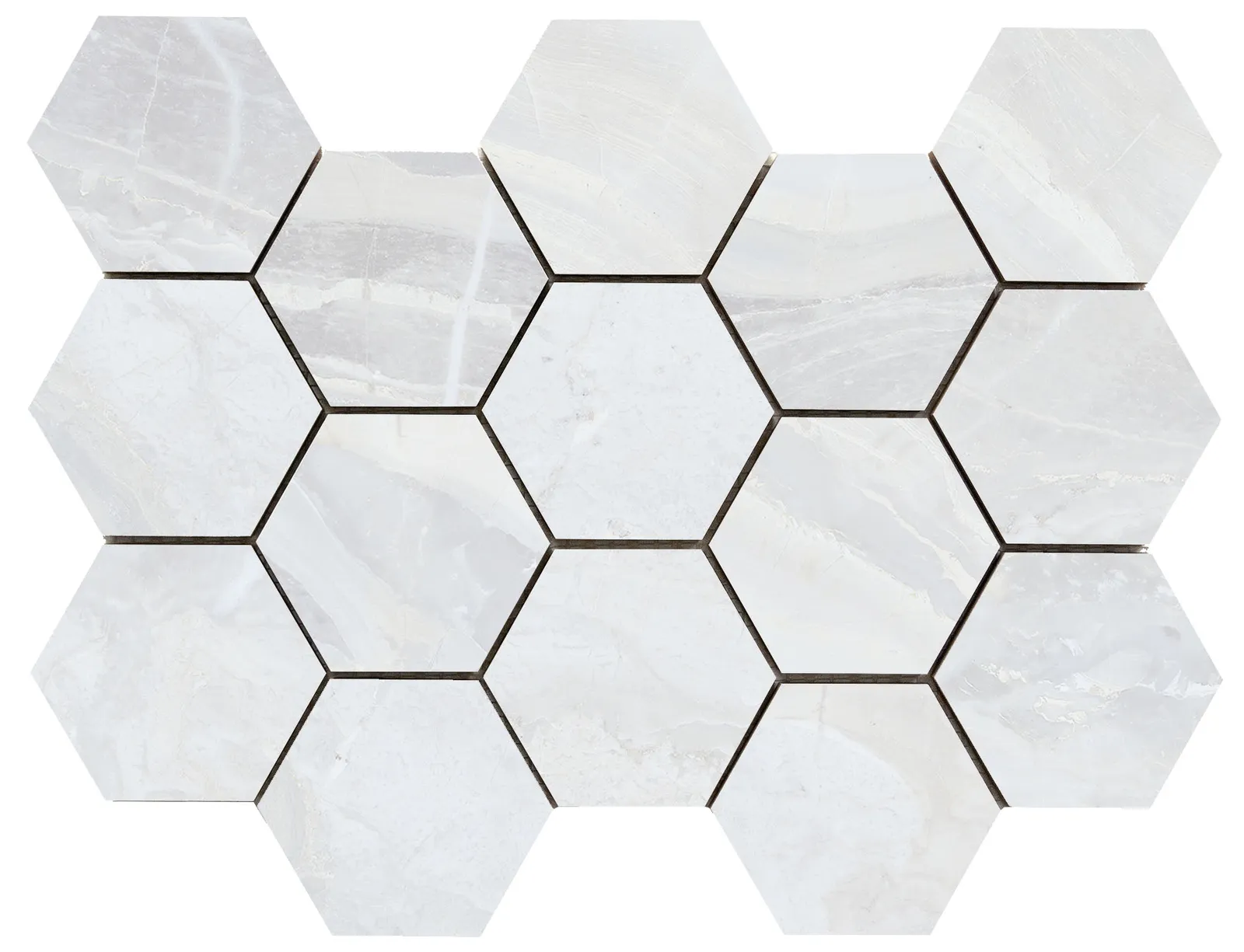 Luxury hexagon mozaiek Ample White gepolijst 32,5x22,5, foto 2 van 2