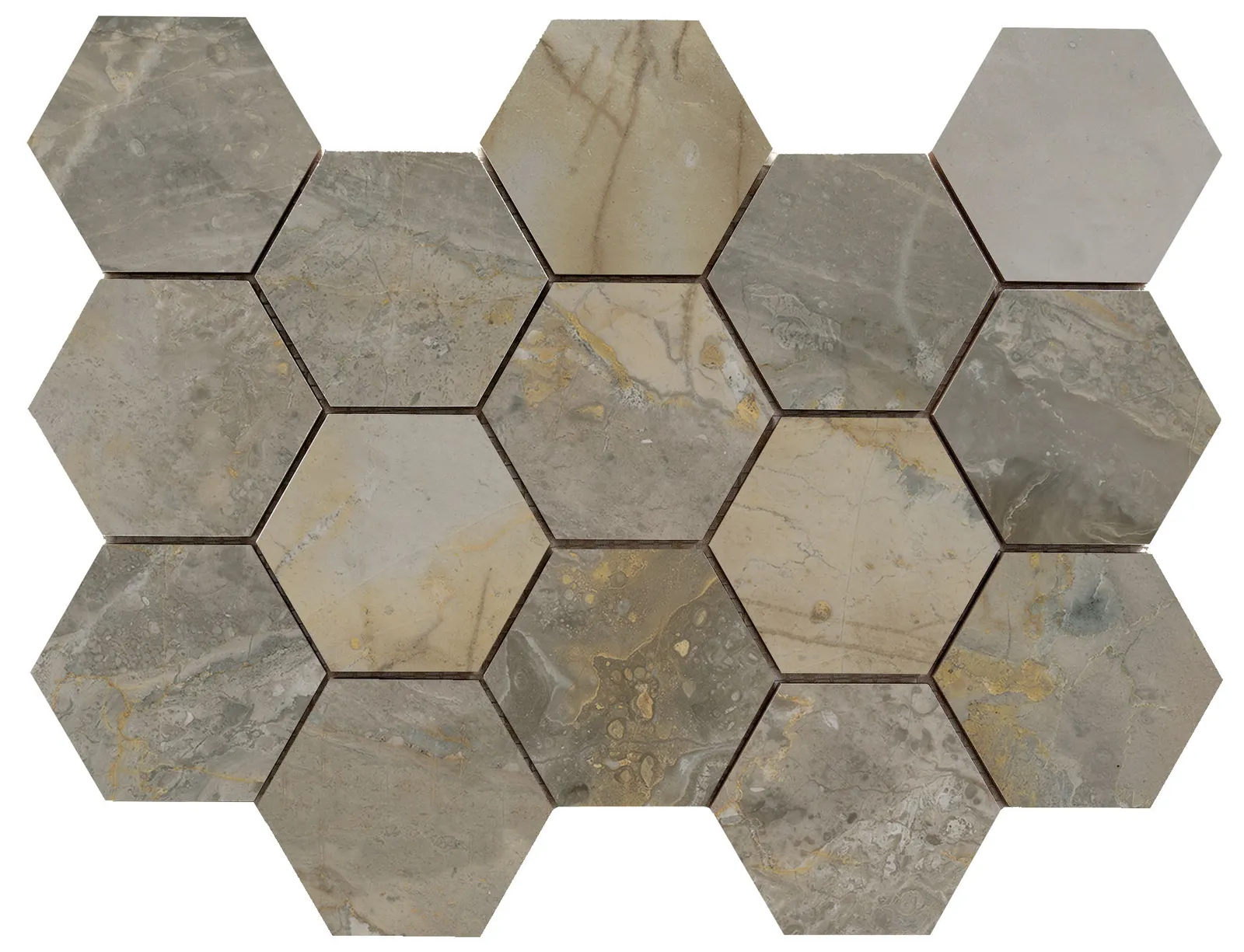 Luxury hexagon mozaiek Ample Nature gepolijst 32,5x22,5