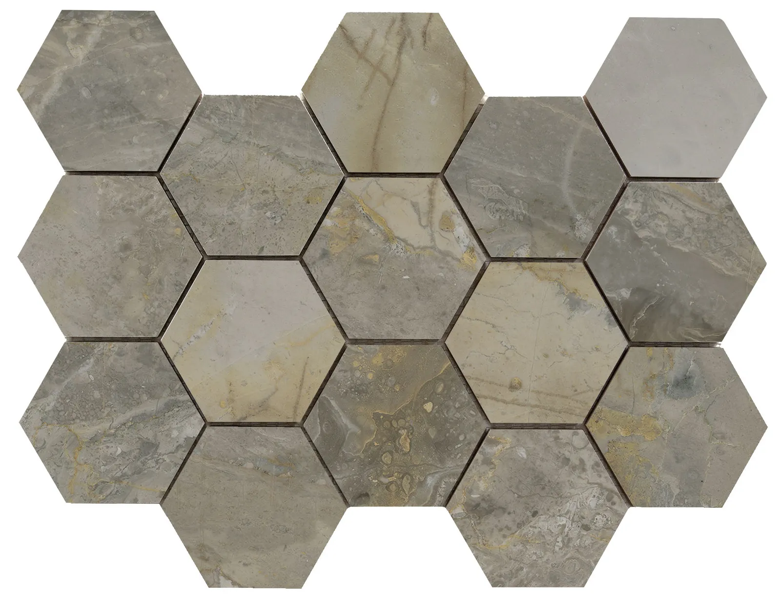 Luxury hexagon mozaiek Ample Nature gepolijst 32,5x22,5, foto 2 van 2