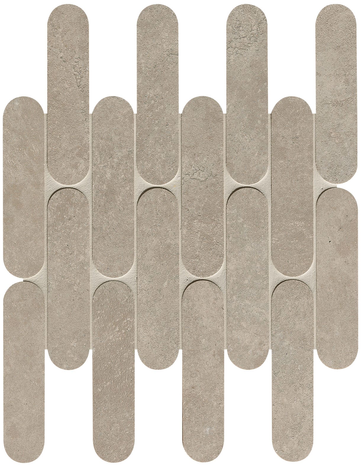 Nobu Grey curve mosaico 3,5x14,5 op net van 29x29,5