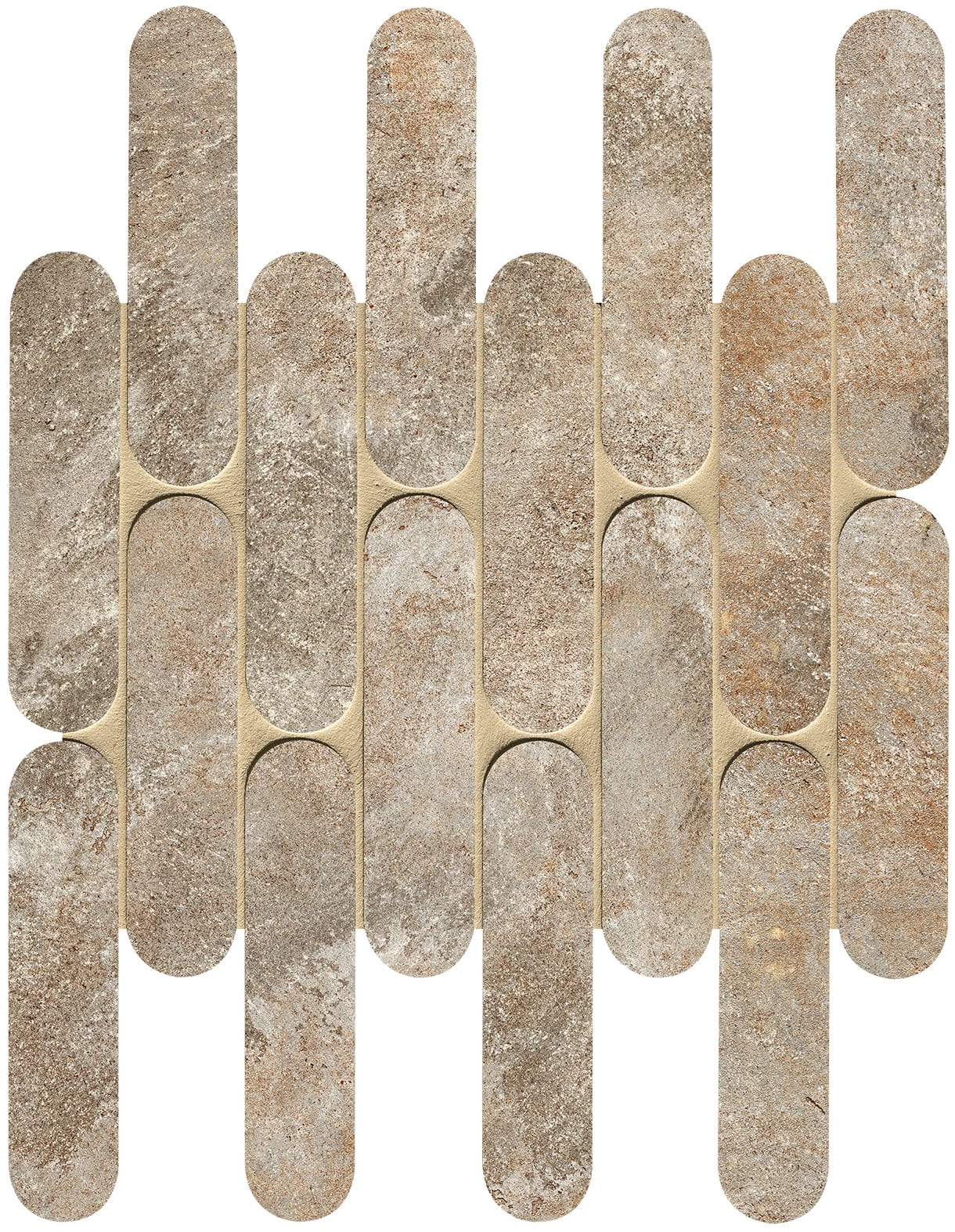 Nobu Slate curve mosaico 3,5x14,5 op net van 29x29,5