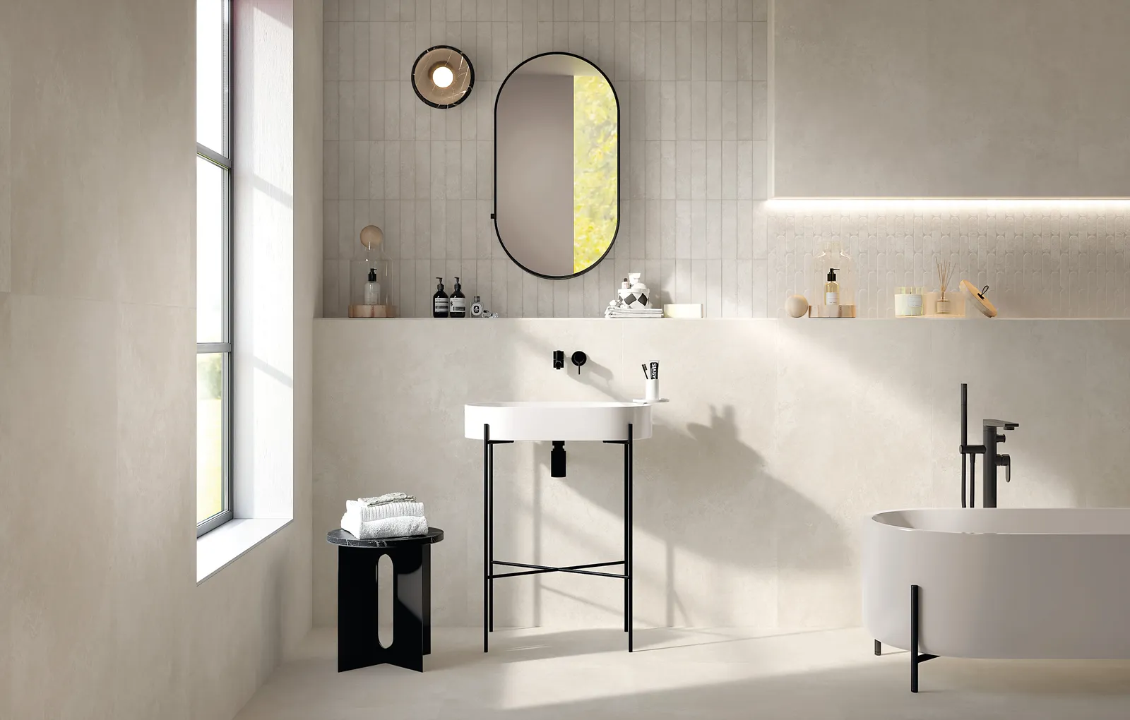 Nobu White curve mosaico 3,5x14,5 op net van 29x29,5, foto 2 van 2