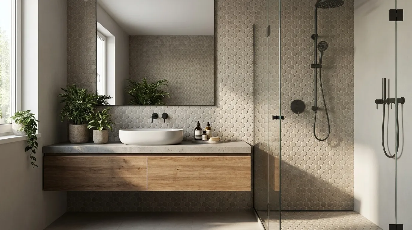 Nobu Grey round mosaico 2,2cm rond op net van 29x32,5, foto 2 van 2