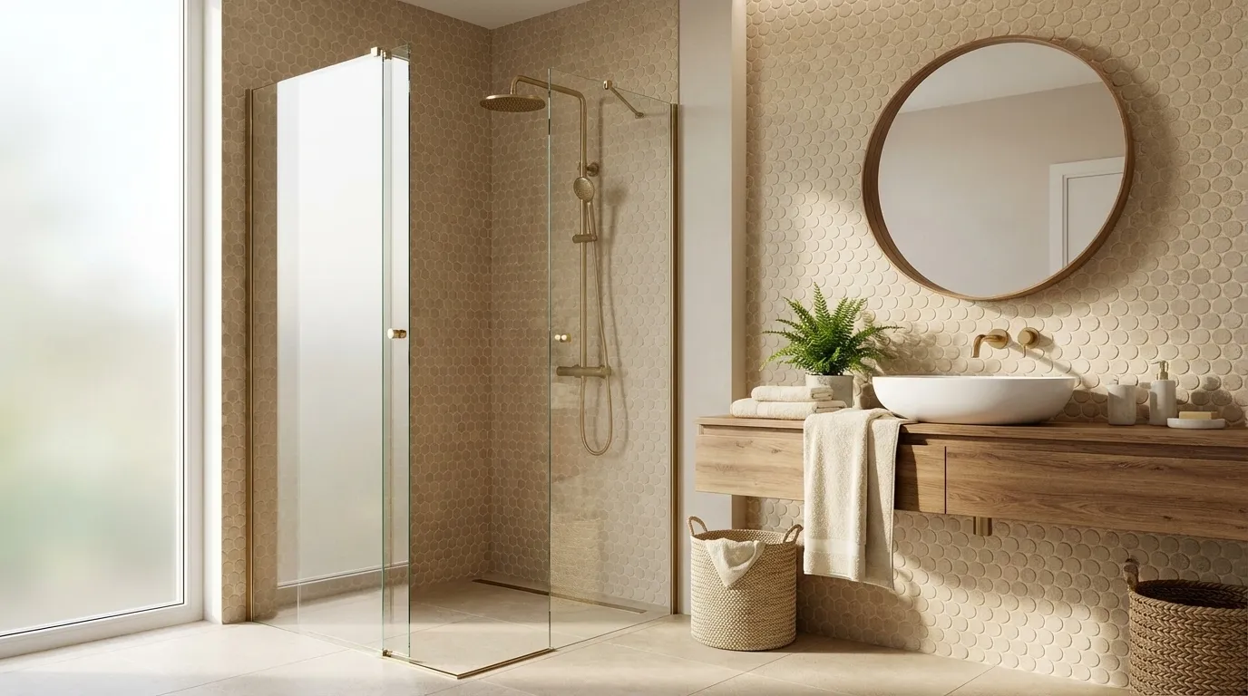 Nobu Beige round mosaico 2,2cm rond op net van 29x32,5, foto 2 van 2