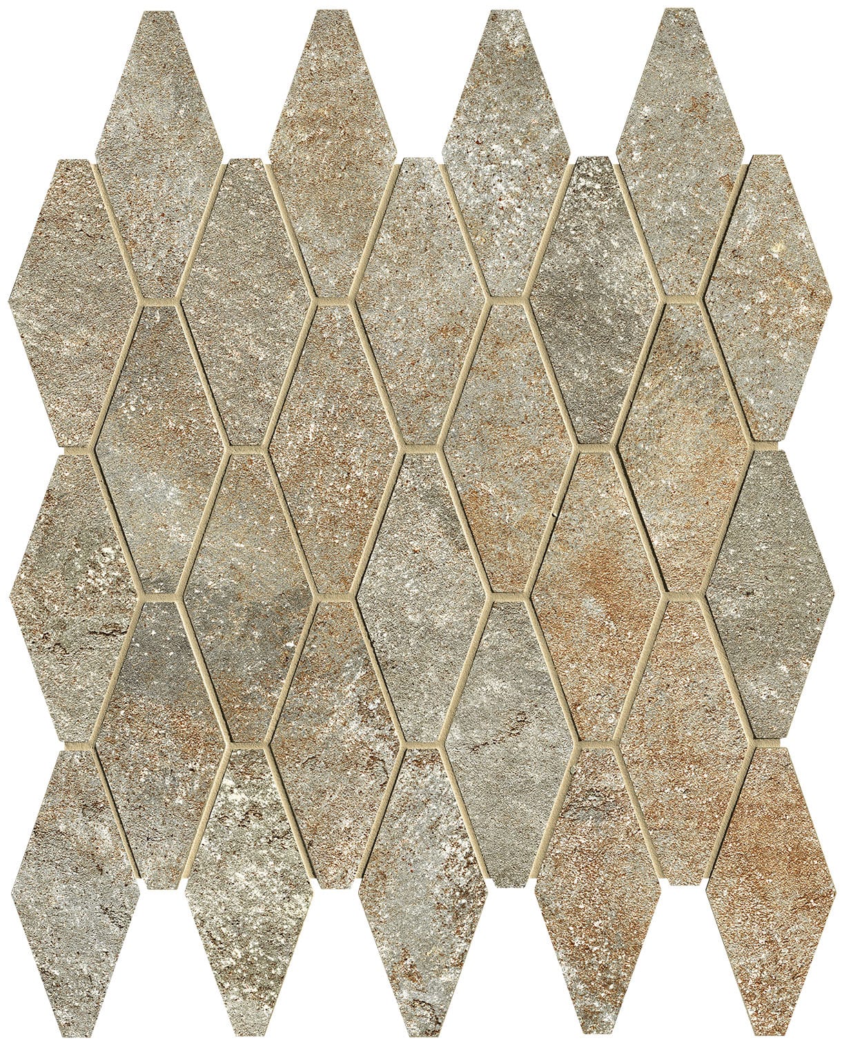 Nobu Slate rombi mosaico 5x11,5 rond op net van 31x35,5