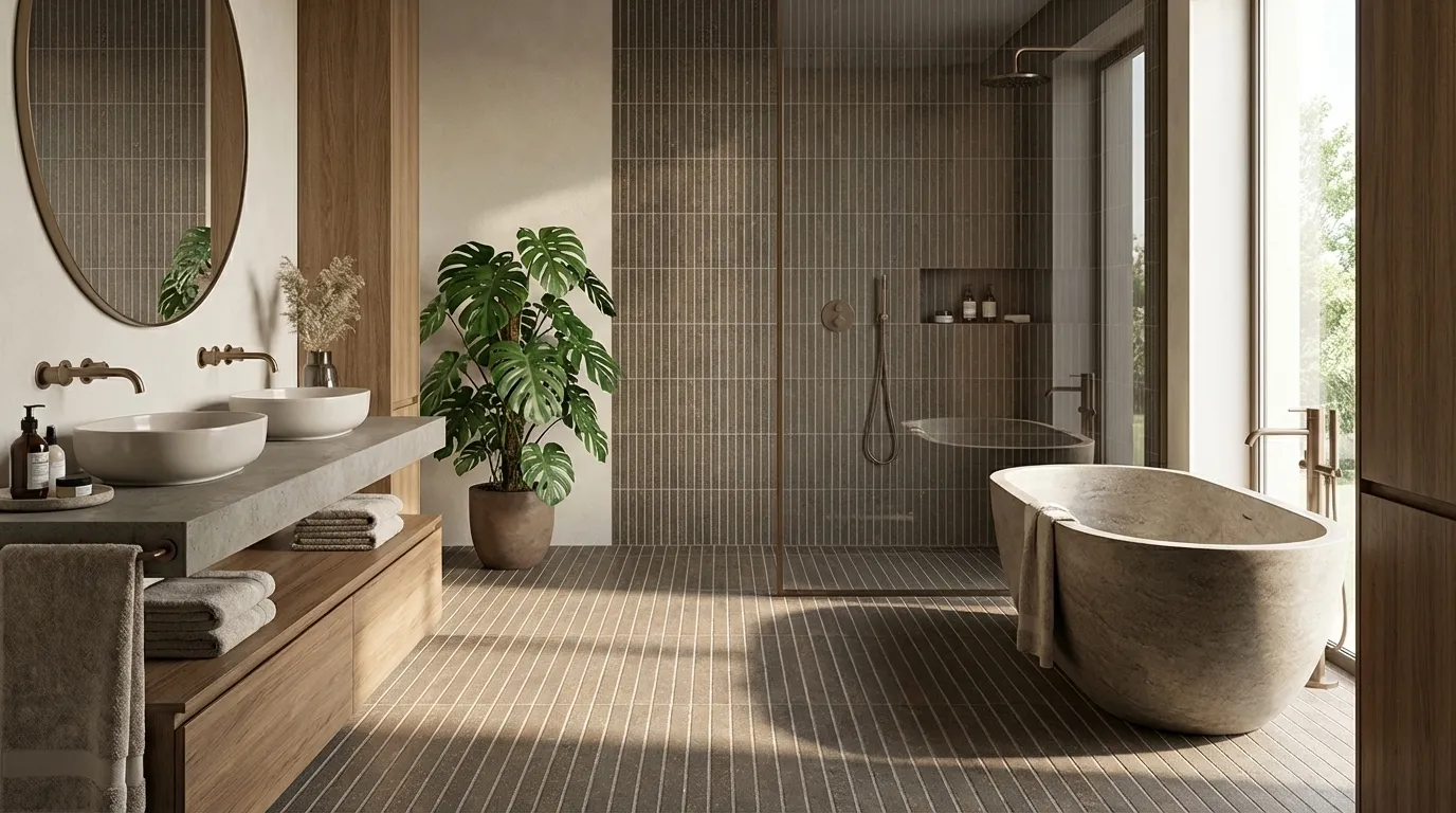 Nobu Cocoa tratti mosaico 1x24 rond op net van 24x30,5, foto 2 van 2