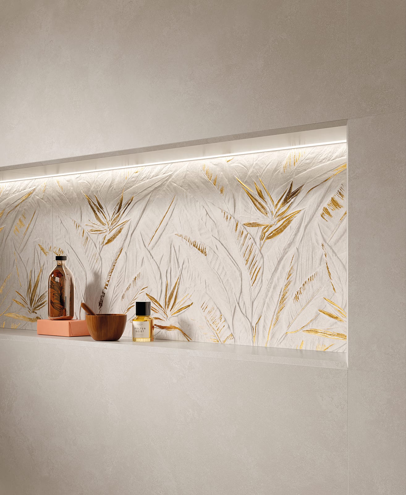 Nobu Gold inserto wandtegel litia 50x120 rett, foto 2 van 3