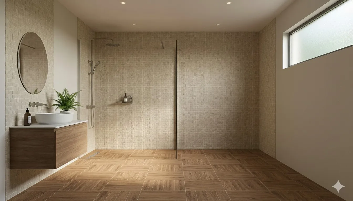 Maku Sand micro mosaico mat anticato 1,2x1,2 op net, foto 2 van 2