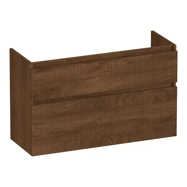 BRAUER Delight Wavy onderkast ondiep 100 met 2 softclose lades greeploos en 1 sifon uitsparing
