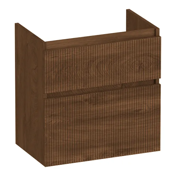 BRAUER Delight Wavy onderkast ondiep 60 met 2 softclose lades greeploos en 1 sifon uitsparing