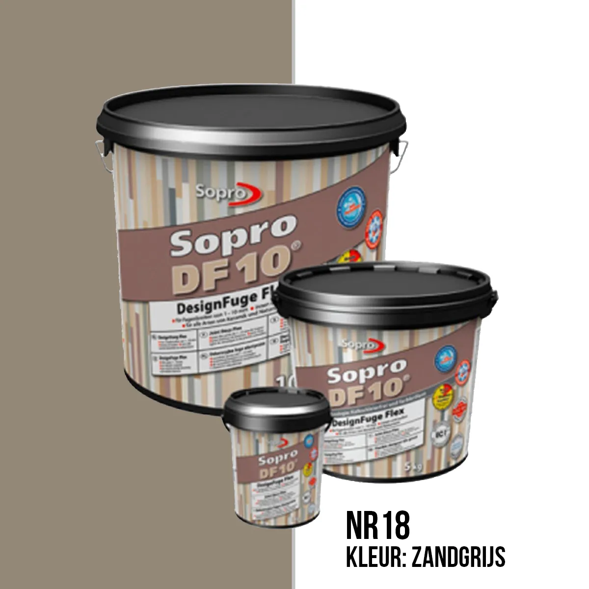 Voegmortel Sopro DF 10 Flexibel zandgrijs nr. 18 5kg