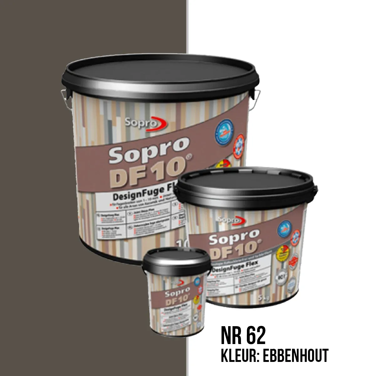 Voegmortel Sopro DF 10 Flexibel ebbenhout nr. 62 5kg