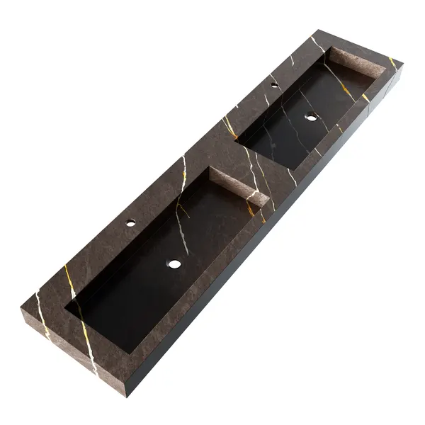 BRAUER Coral wastafel 200 met 2 spoelbakken en 2 kraangaten marmerlook