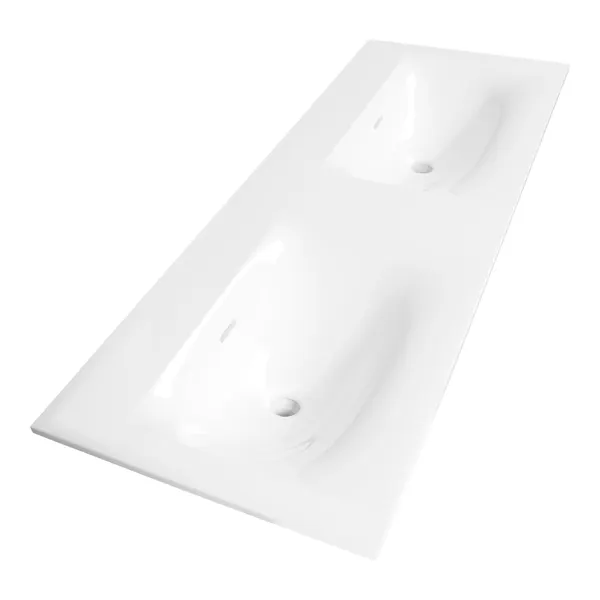 BRAUER Glacier wastafel 120-2 met 2 spoelbakken en 0 kraangaten fine stone