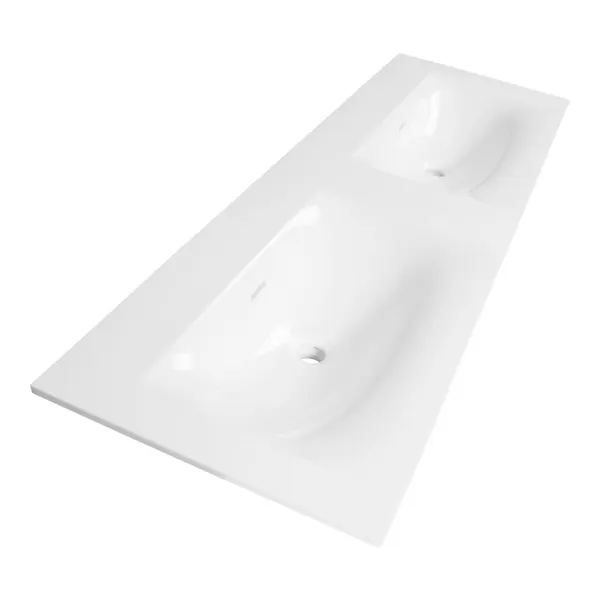 BRAUER Glacier wastafel 140 met 2 spoelbakken en 0 kraangaten fine stone