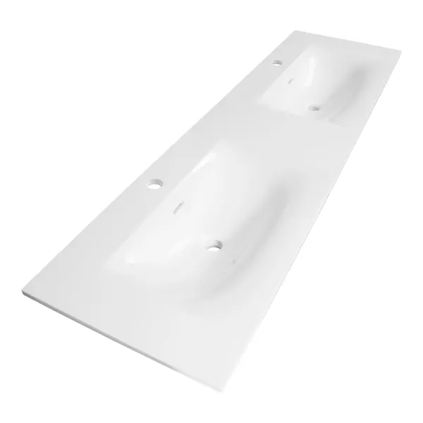 BRAUER Glacier wastafel 160 met 2 spoelbakken en 2 kraangaten fine stone