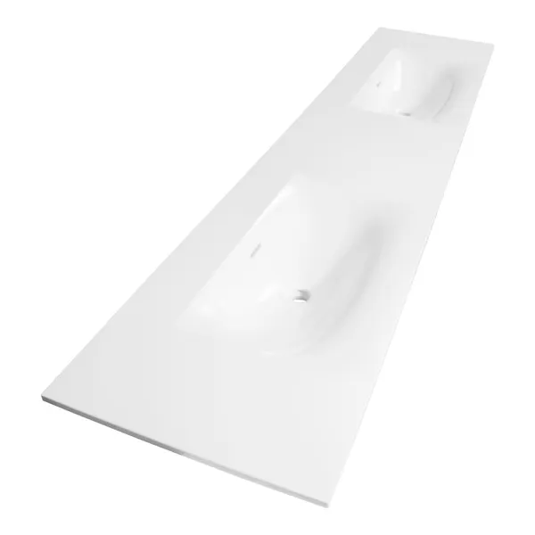 BRAUER Glacier wastafel 200 met 2 spoelbakken en 0 kraangaten fine stone