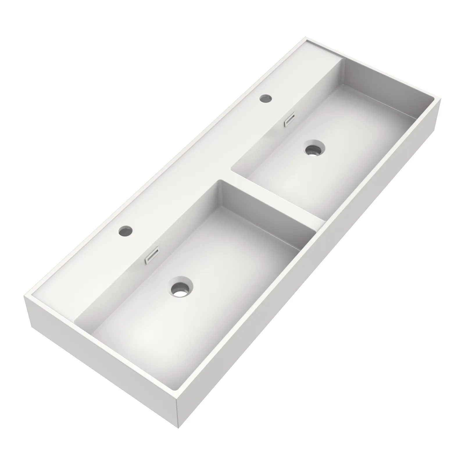 BRAUER Gravity wastafel 120-2 met 2 spoelbakken en 2 kraangaten mineraalmarmer