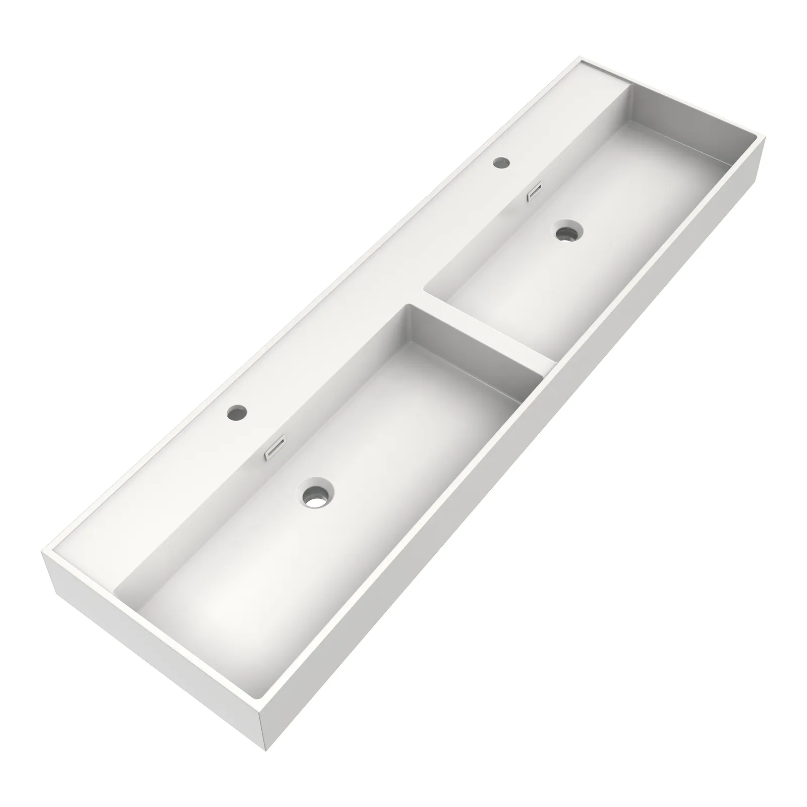 BRAUER Gravity wastafel 160 met 2 spoelbakken en 2 kraangaten mineraalmarmer