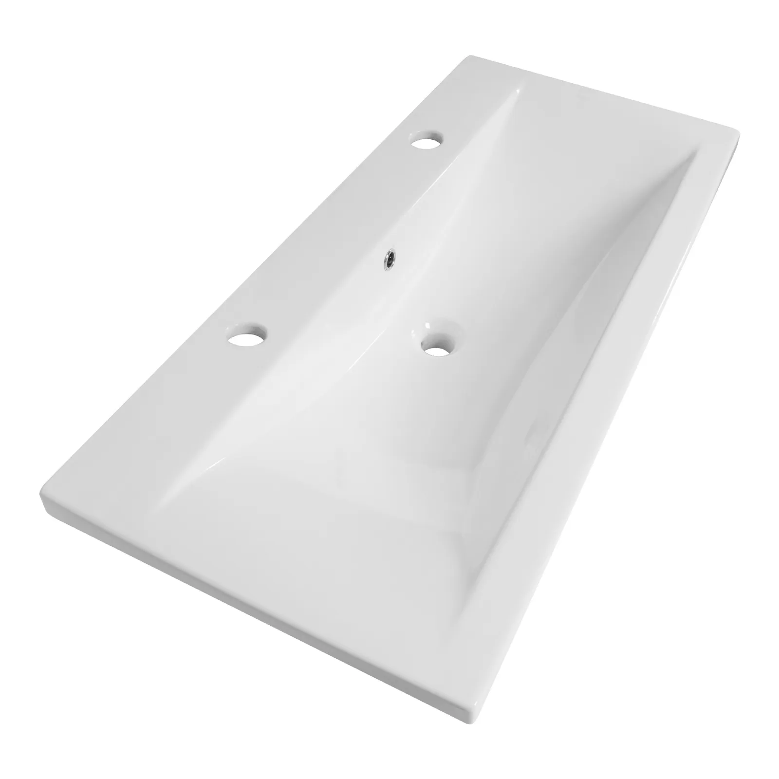 BRAUER Halo wastafel 100 met 1 spoelbak en 2 kraangaten keramiek