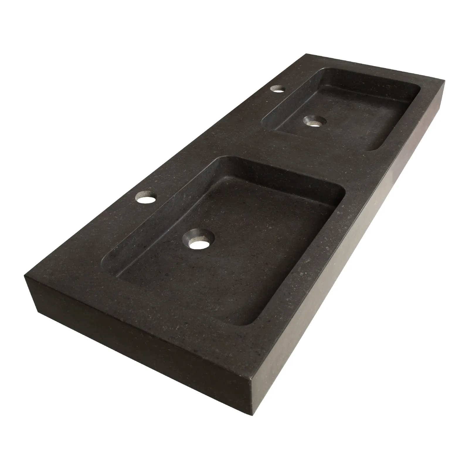 BRAUER Lava wastafel 120-2 met 2 spoelbakken en 2 kraangaten natuursteen basalt