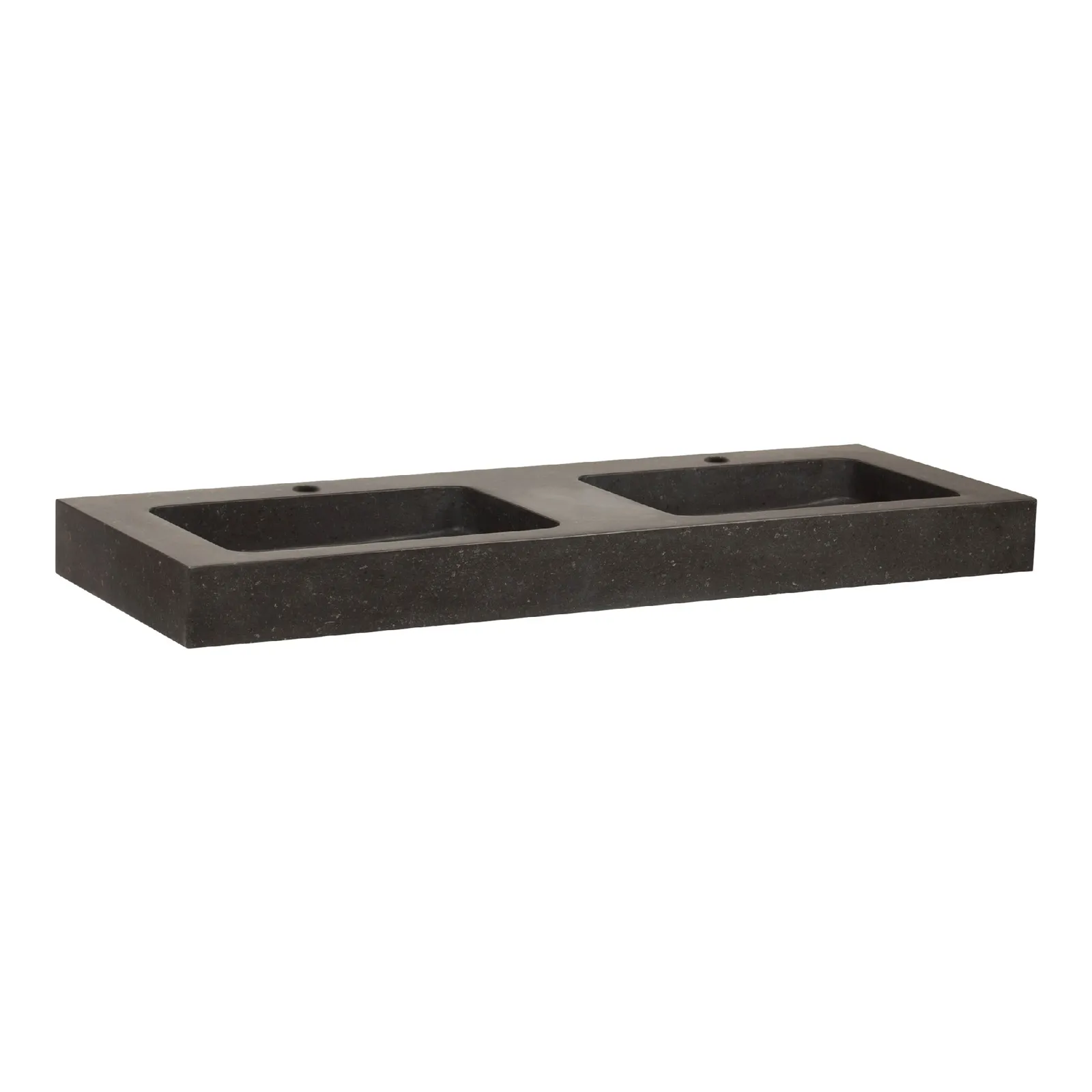 BRAUER Lava wastafel 120-2 met 2 spoelbakken en 2 kraangaten natuursteen basalt, foto 2 van 2