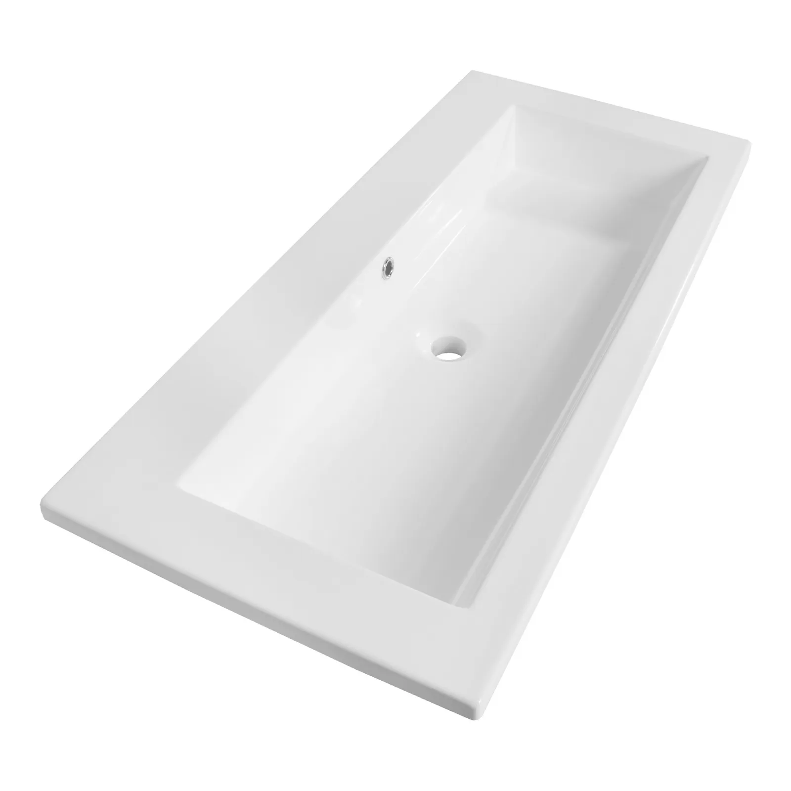 BRAUER Solar Slim wastafel 100 met 1 spoelbak en 0 kraangaten mineraalmarmer