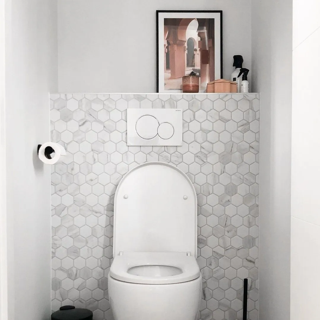 Mozaiek Barcelona Inkjet marmer print Carrara Wit 5,1x5,9, foto 4 van 6