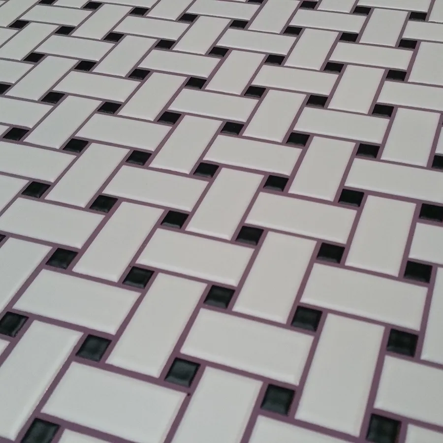 Mozaiek Paris Basket weave Wit and Zwart 2,5x4,5, foto 3 van 3