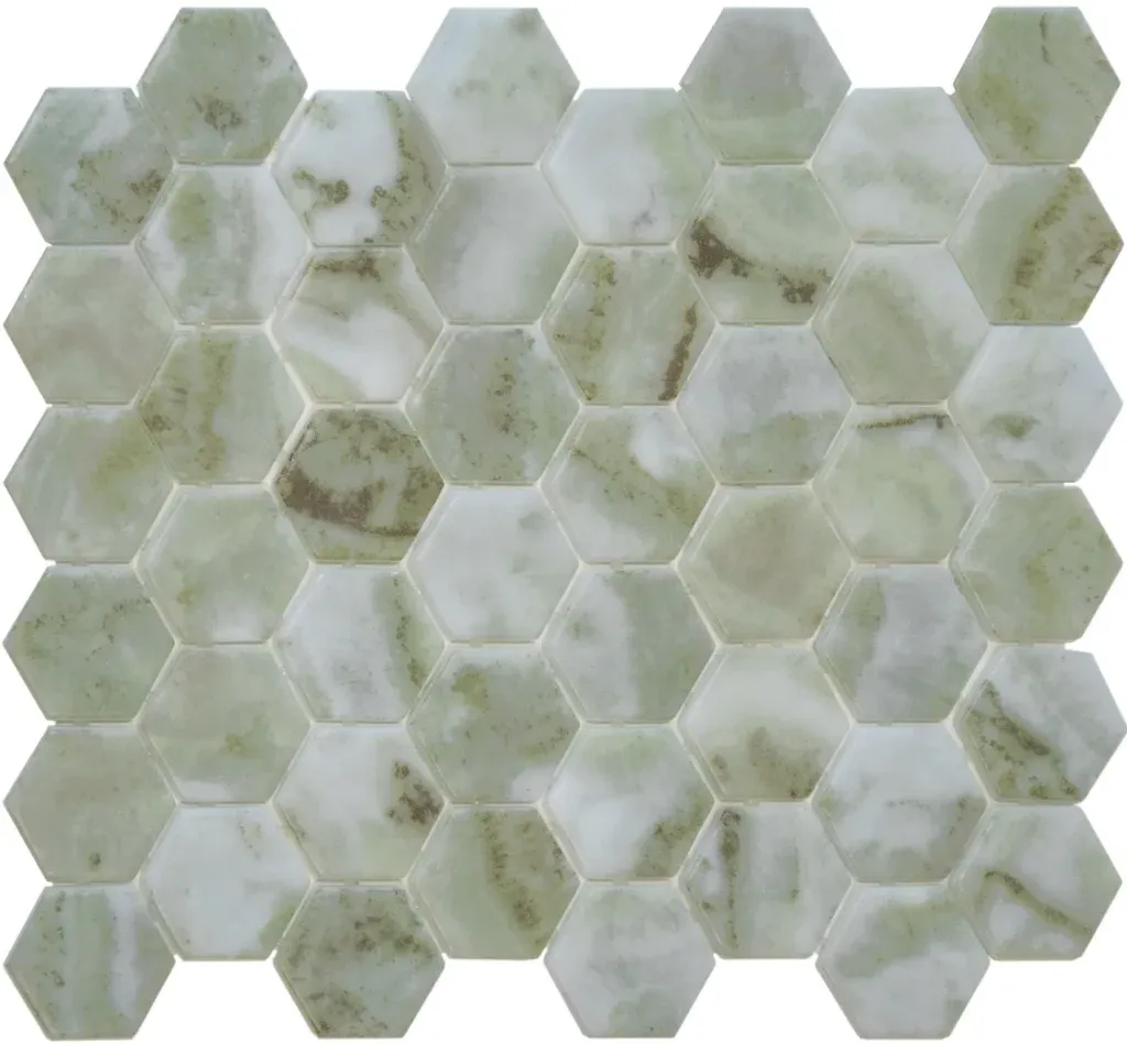 Mozaiek Valencia Hexagon Marmerprint Groen 4,4x5,0