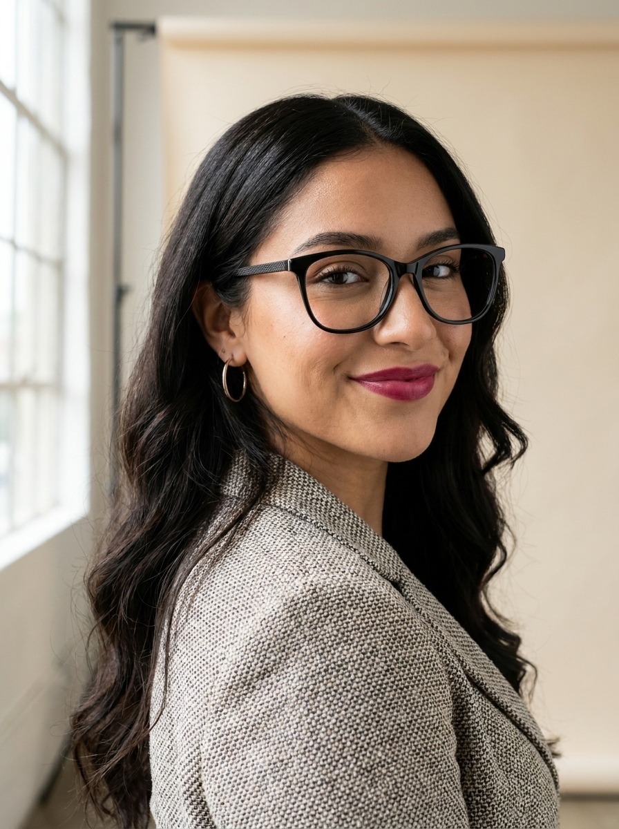 Model wearing Annora glasses
