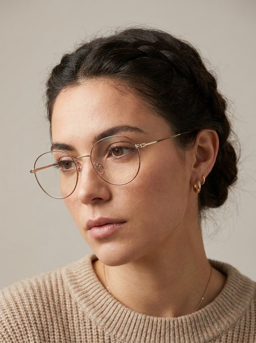 Model wearing Aurora glasses