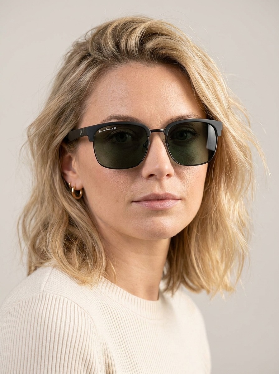 Woman wearing Axis glasses