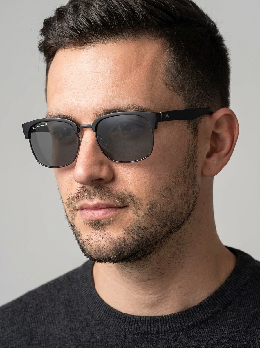 Model wearing Axis glasses