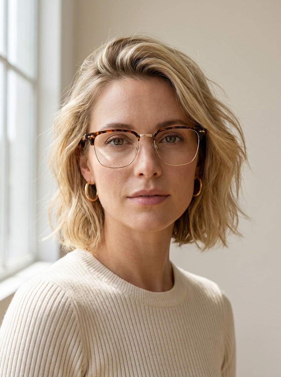 Model wearing Colton glasses