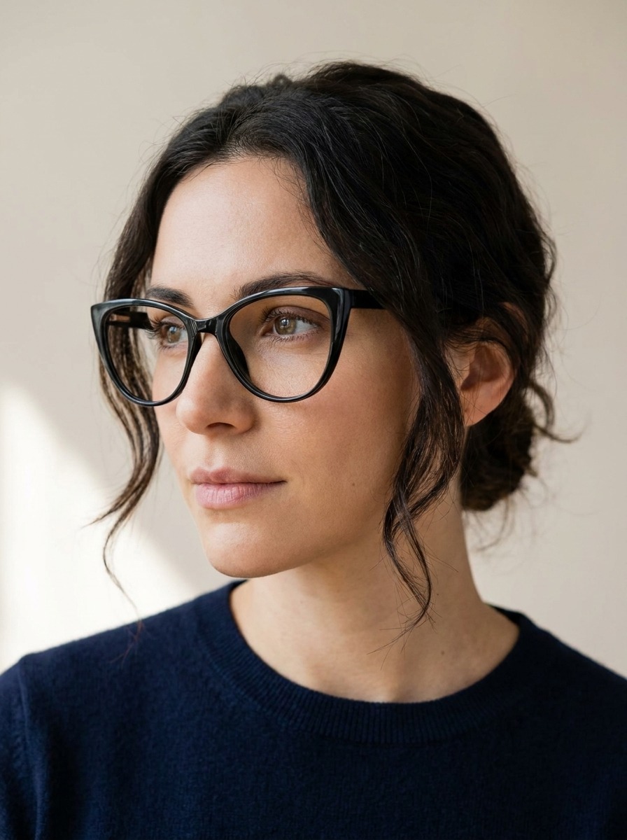 Model wearing Dottie glasses
